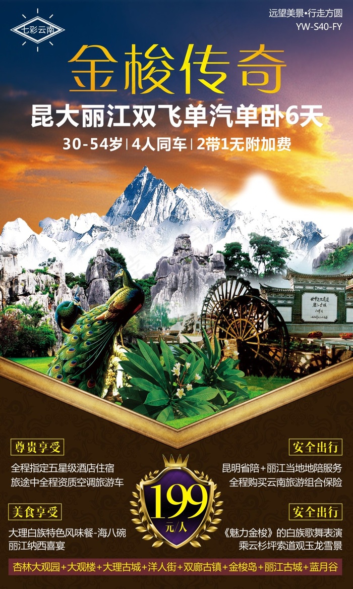 云南旅游 昆明大理丽江旅游广告 旅...(180X300)cdr矢量模版下载