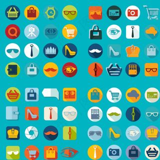 卡通扁平化超市购物图标图片