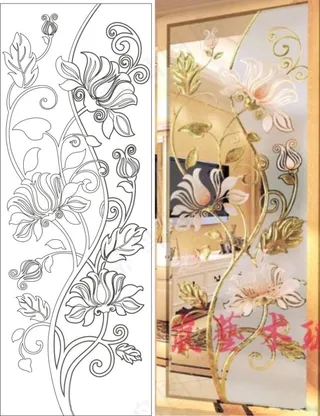 欧式花门图玄关玻璃屏风