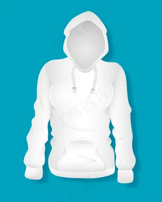 白人女性的连帽设计矢量插画模板