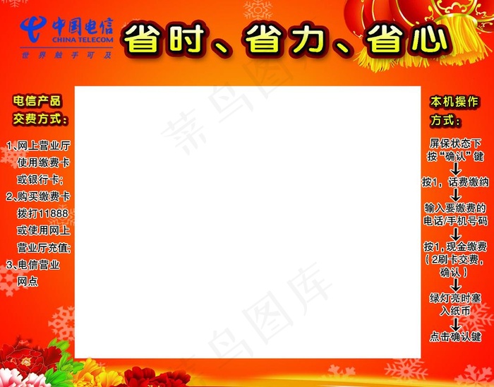 电信自助缴费机写真画框图片psd模版下载
