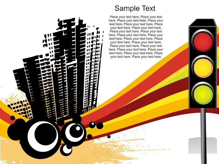 矢量彩虹随着交通灯eps,ai矢量模版下载