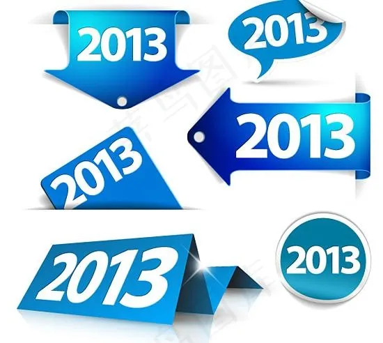 2013蓝色标签矢量素材ai矢量模版下载