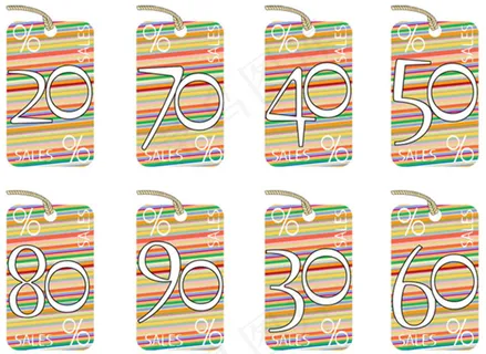 条纹促销吊牌矢量素材