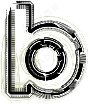 技术字体字母B