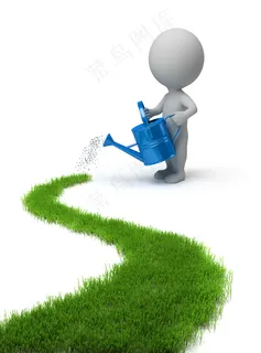给小草浇水的3D小人图片