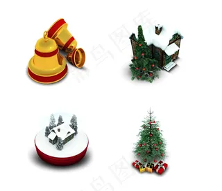 圣诞雪屋和圣诞树