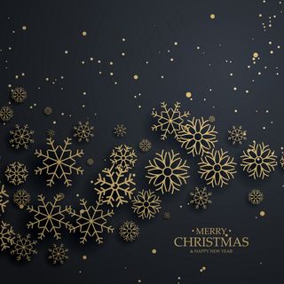 黑色圣诞背景与金色雪花