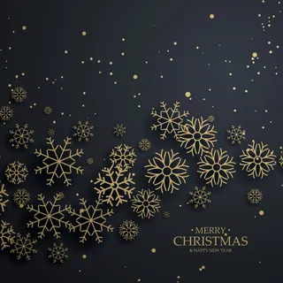 黑色圣诞背景与金色雪花