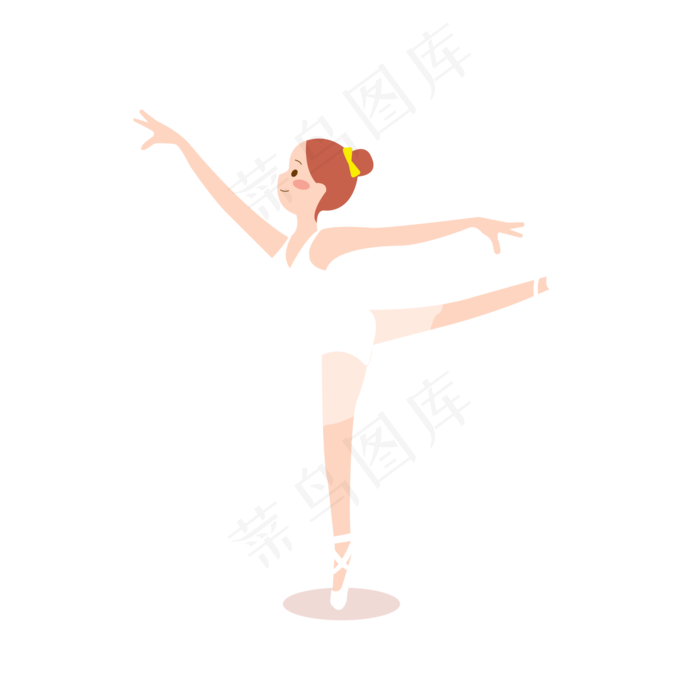 卡通手绘芭蕾舞蹈员跳舞矢量图
