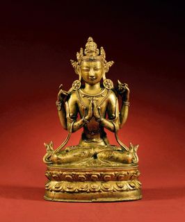 西藏铜合金四臂观音图片
