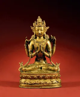 西藏铜合金四臂观音图片