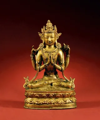 西藏铜合金四臂观音图片