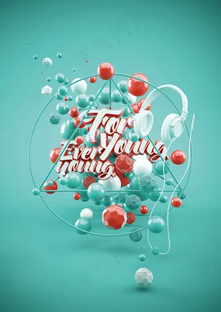 非矢量 插画 生活元素 耳麦 气球...