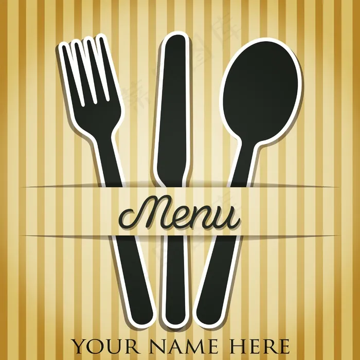 餐具主题剪纸矢量格式菜单eps,ai矢量模版下载