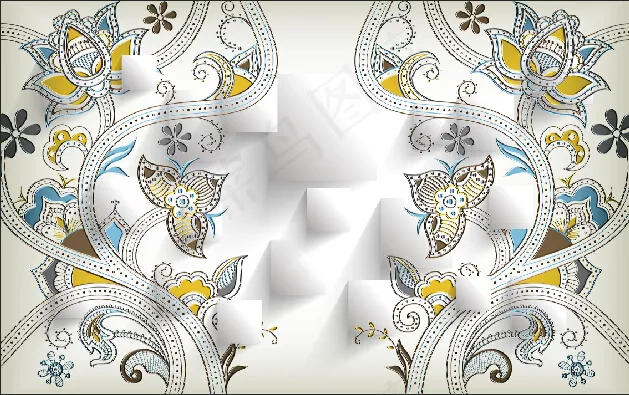 3D欧式花纹psd模版下载