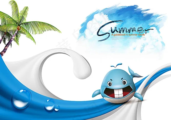 夏日主题背景(5000X3500(DPI:300))psd模版下载