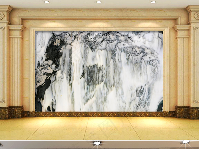 高山流水大理石纹背景墙(8177X5110(DPI:72))psd模版下载