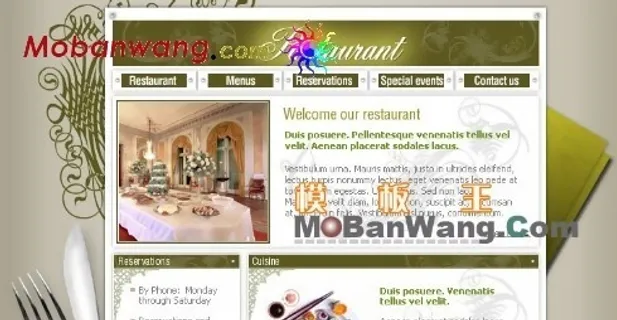 欧美餐厅古典风格网页模板