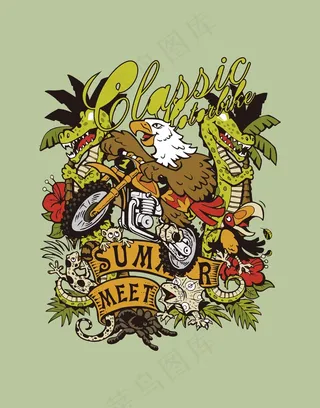 卡通动物涂鸦图案老鹰