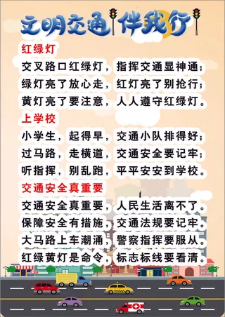 白色清新风步行安全小常识海报