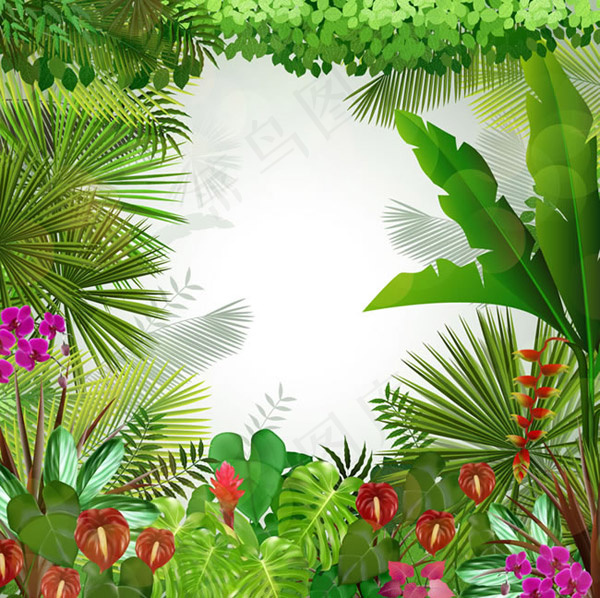 热带植物背景矢量素材下载eps,ai矢量模版下载