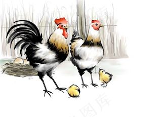 水墨公鸡图