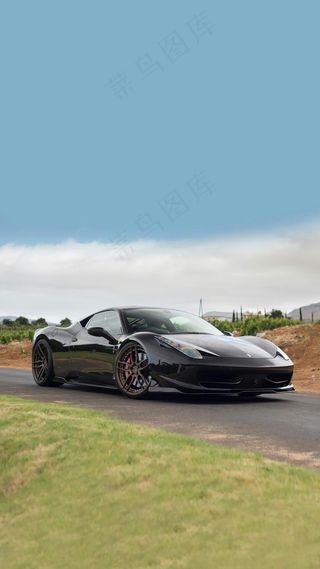 黑色法拉力跑车高清摄影图片