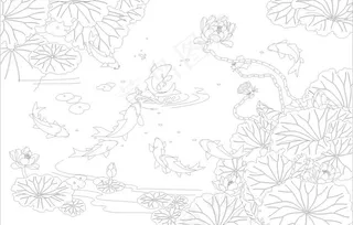 荷花九鱼图图片