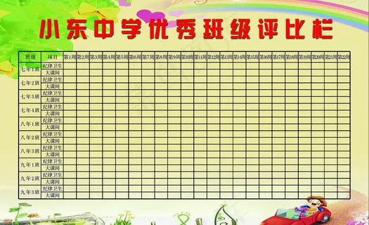 学校优秀班级评比栏图片