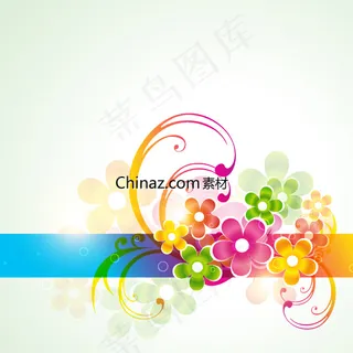 时尚多彩花朵矢量素材