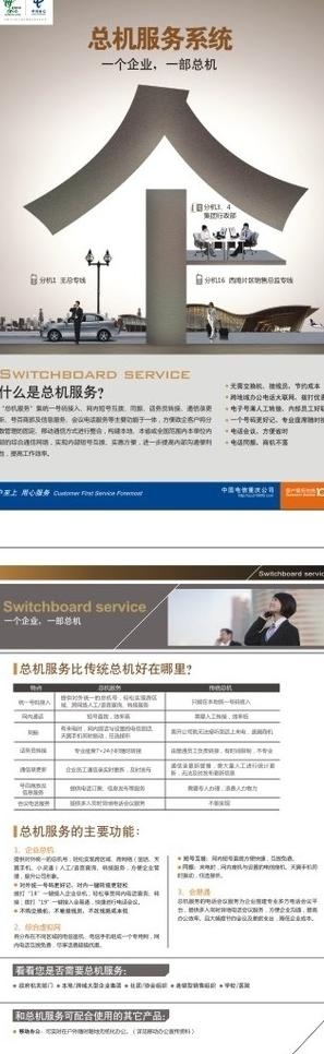 电信总机服务单页图片cdr矢量模版下载