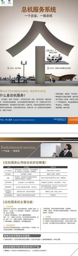 电信总机服务单页图片