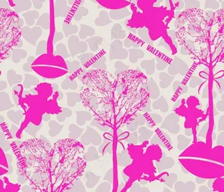 卡通天使爱心树底纹背图片