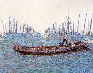 同舟共济 油画图片