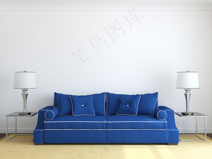 蓝色沙发与台灯