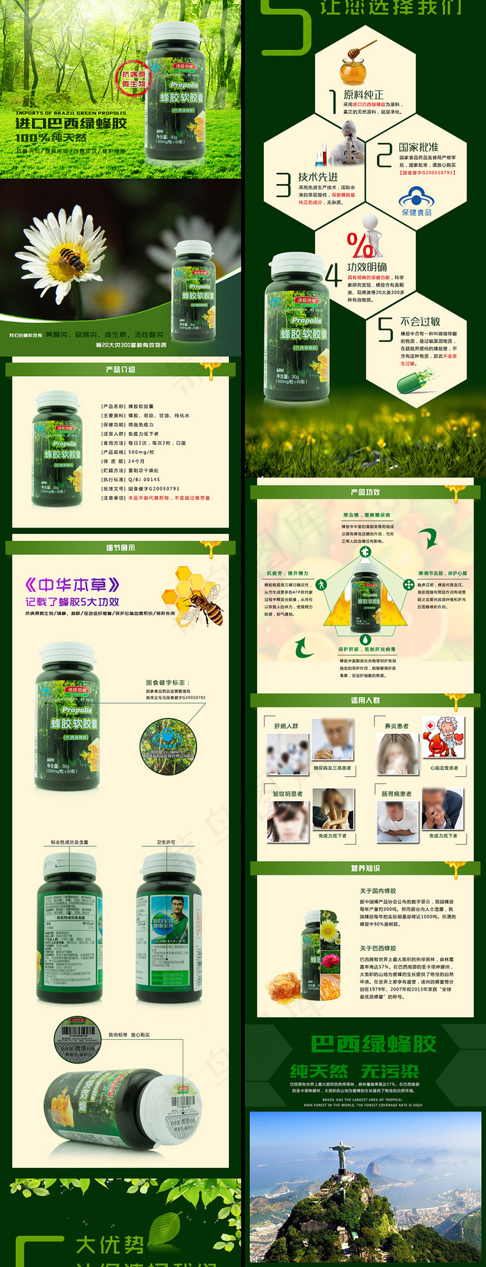 淘宝天猫汤臣倍健蜂胶软胶囊详情模板...psd模版下载