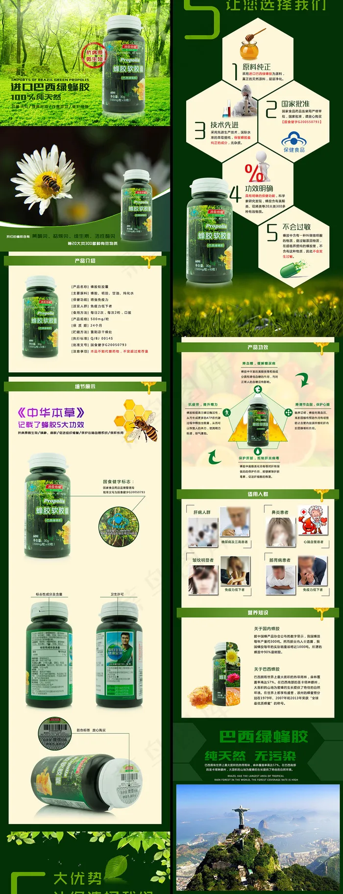 淘宝天猫汤臣倍健蜂胶软胶囊详情模板...