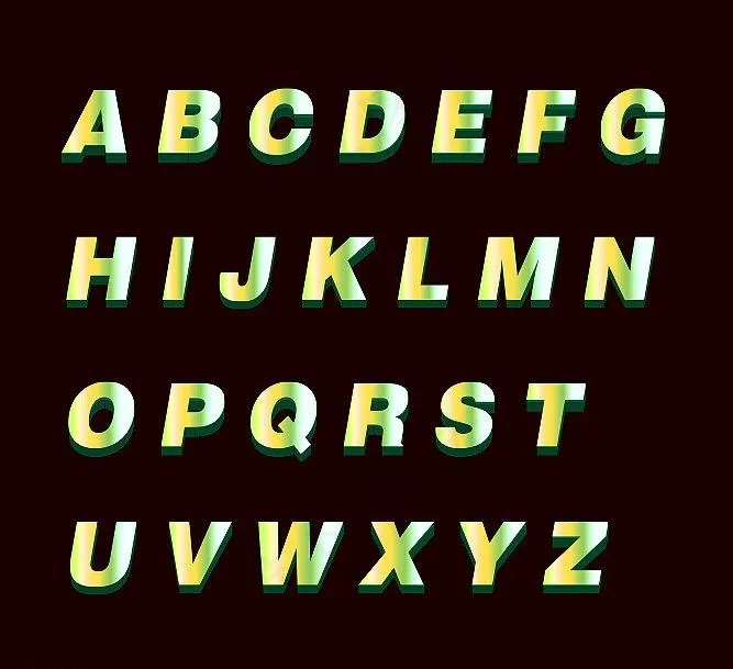 金属字母图片ai矢量模版下载