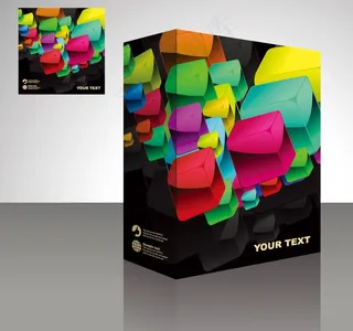 动感正方体包装盒设计图片