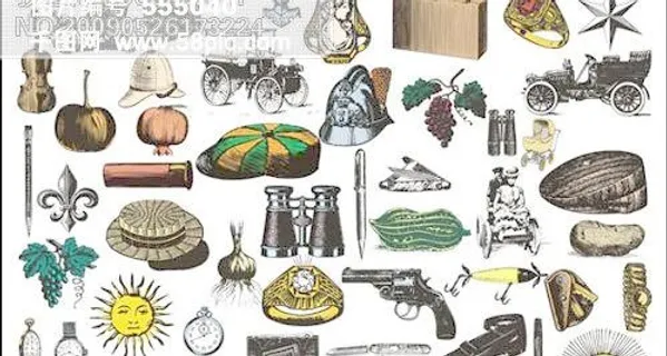 古典艺术剪贴画矢量素材-杂物