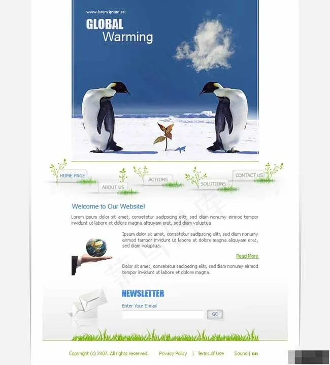 全球变暖企鹅主题网站模板