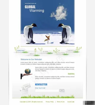 全球变暖企鹅主题网站模板
