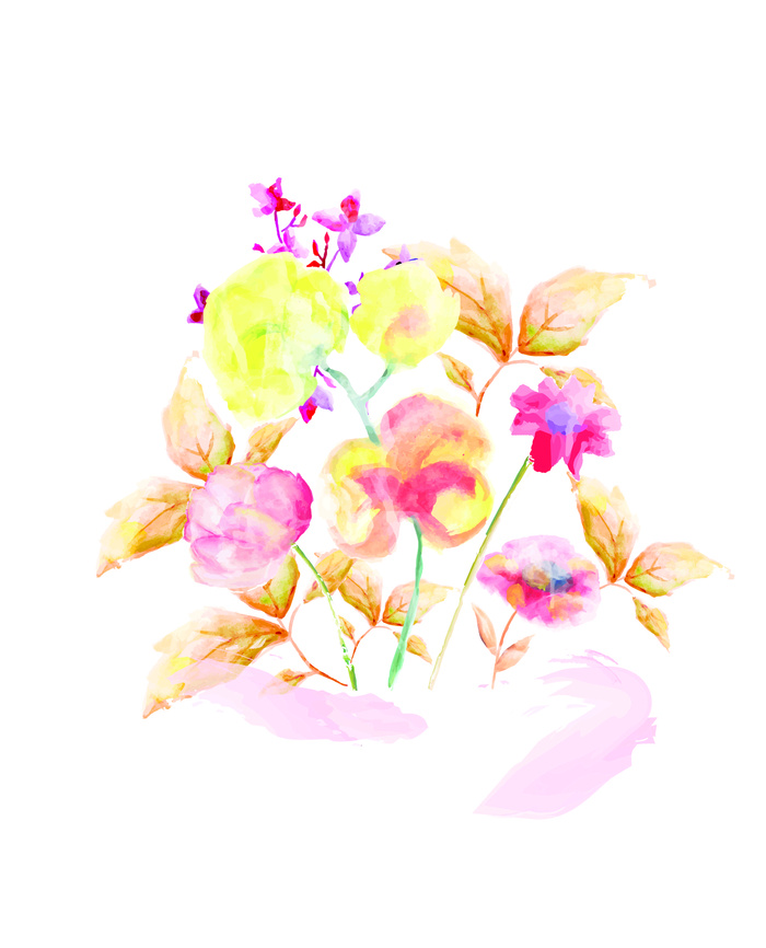 手绘水彩植物花卉