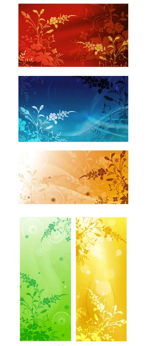 幻彩植物花纹banner矢量图 ...