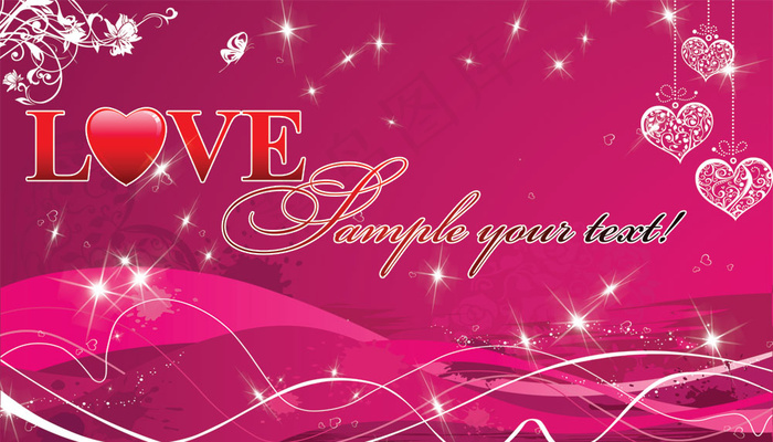 粉色浪漫情人节贺卡PSD