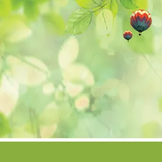 春天清新树叶热气球背景