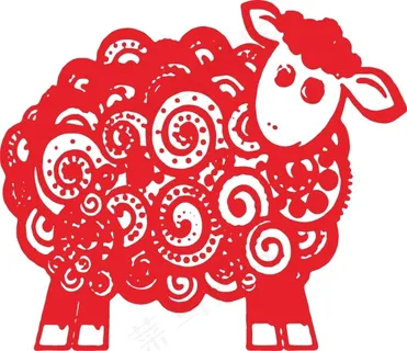 2015羊年剪纸造型矢量图
