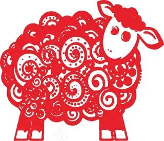 2015羊年剪纸造型矢量图