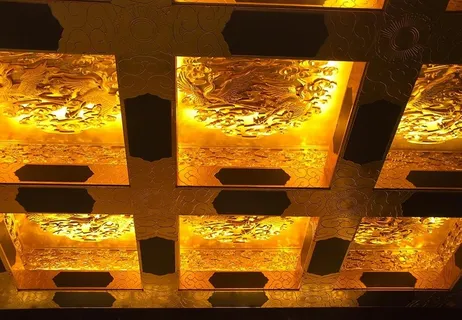 仙鹤祥云写意方格吊顶